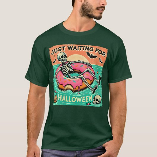 Womens Spooky Summerween Skeleton Just Waiting for T-Shirt (Vorderseite)