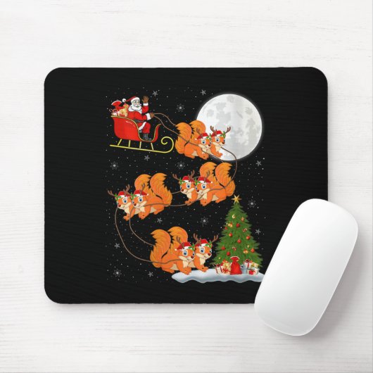Womens Squirrel Santa Sleigh Flying Funny Magical Mousepad (Mit Mouse)