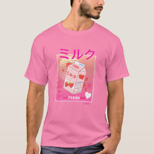 Womens Strawberry Milk Carton Kawaii Pink Aestheti T-Shirt