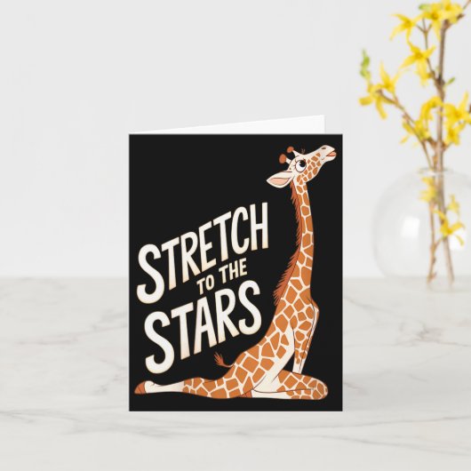 Womens Stretch Toward The Galaxy Sitive Yoga Giraf Karte (Gelbe Blume)