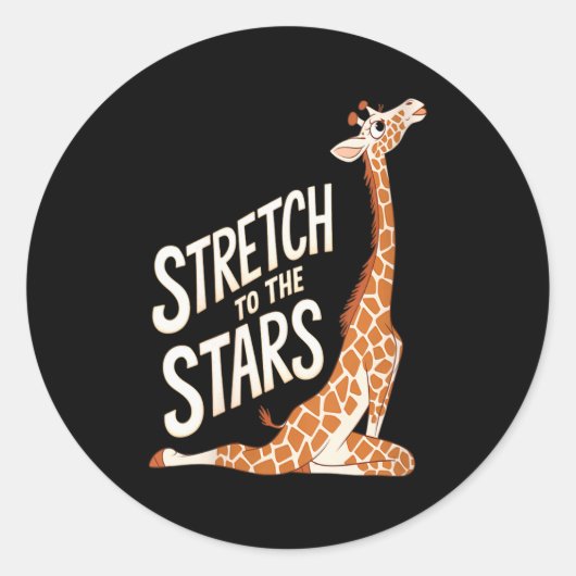 Womens Stretch Toward The Galaxy Sitive Yoga Giraf Runder Aufkleber (Vorderseite)