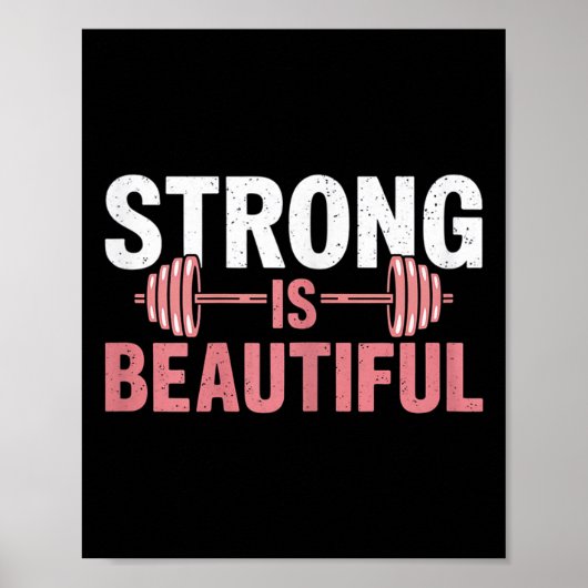 Womens Strong Is Beautiful Gym Fitness Motivationa Poster (Vorne)