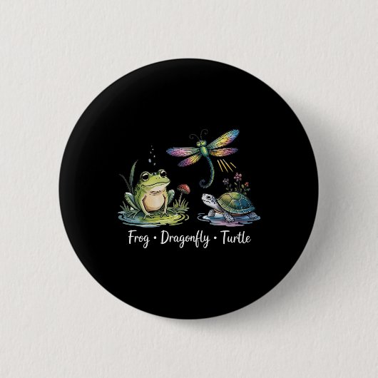 Womens Subtle Political Humor Frog Dragonfly Turtl Button (Vorderseite)