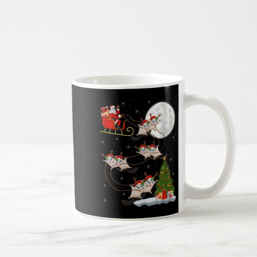 Womens Sugar Glider Santa Sleigh Flying Funny Magi Kaffeetasse (Rechts)
