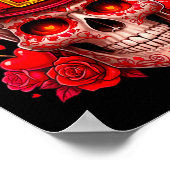 Women's Sugar Skull Valentine Cud Red Roses Couple Poster (Ecke)