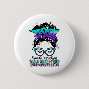 Womens Suicide Prevention Awareness Week Messy Bun Button