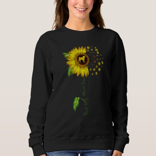 Womens Sunflower Best Dog Mama Ever Mops Dog Sweatshirt (Vorderseite)