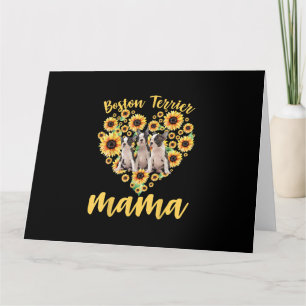 Womens Sunflower Boston Terrier Mama Dog Lover Karte