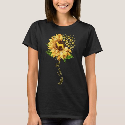 Womens Sunflower Boston Terrier Mama Dog T-Shirt (Vorderseite)