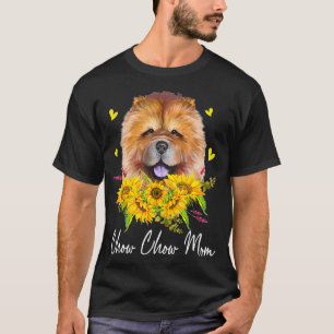 Womens Sunflower Chow Mama Dog Lover Funny T-Shirt
