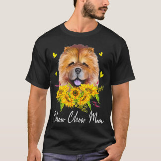Womens Sunflower Chow Mama Dog Lover Funny T-Shirt