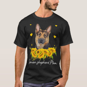 Womens Sunflower German Shepherd Mama Dog Lover T-Shirt