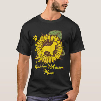 Womens Sunflower Golden Retriever Mama Paw Dog Mam T-Shirt