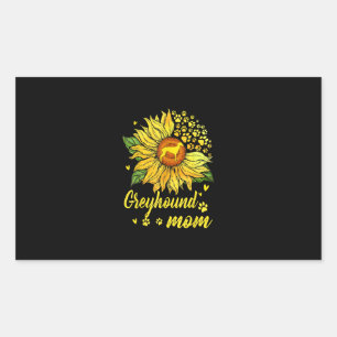 Womens Sunflower Greyhound Mama Dog Lover Geschenk Rechteckiger Aufkleber