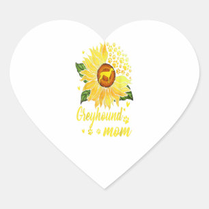 Womens Sunflower Greyhound Mom Dog Lover Gift Herz-Aufkleber