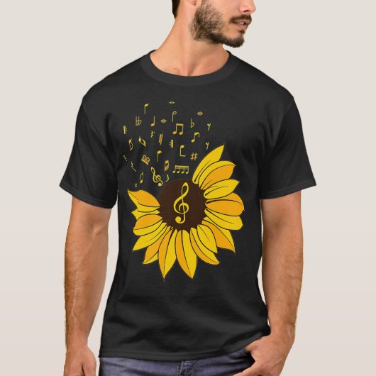 Womens Sunflower Music Lover Notes Student Teacher T-Shirt (Vorderseite)