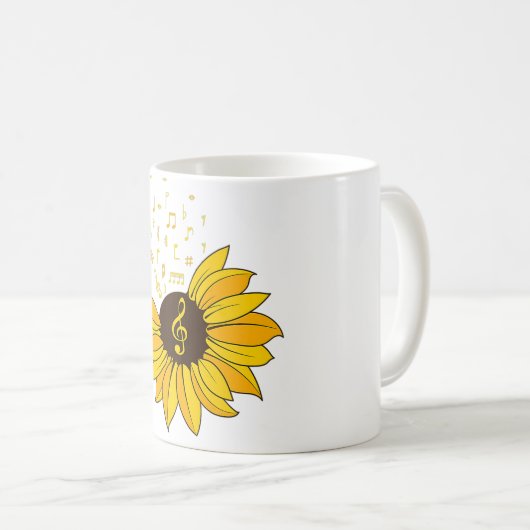 Womens Sunflower Music Lover Notizen Lehrerin Kaffeetasse (VorderseiteRechts)