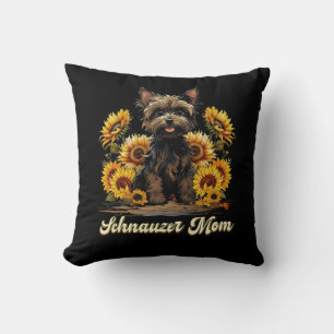 Womens Sunflower Schnauzer Mama Blume Bart Dog Lo Kissen