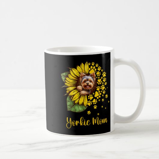 Womens Sunflower Yorkie Mom Dog Lover Kaffeetasse (Rechts)