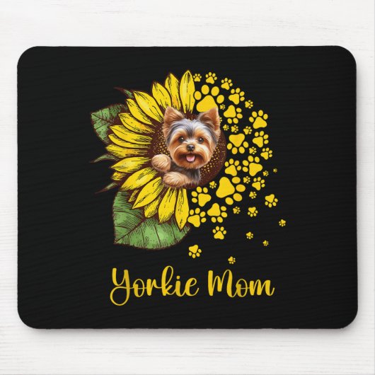 Womens Sunflower Yorkie Mom Dog Lover Mousepad (Vorne)