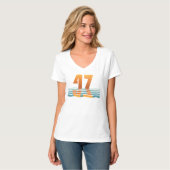Women's Sunset 47 Distressed V-Neck 2-Side T-Shirt (Vorderseite Vollansicht)