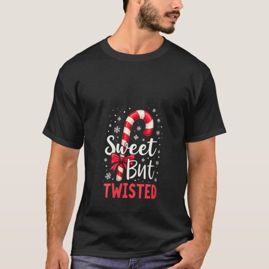 Womens Sweet But Twisted Funny Christmas Candy Can T-Shirt (Vorderseite)