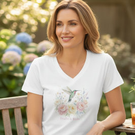 Women's T-Shirt – Botanical Hummingbird & Flowers