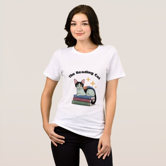 Women's T-shirt - The Reading Cat Tri-Blend Shirt (Vorderseite voll)