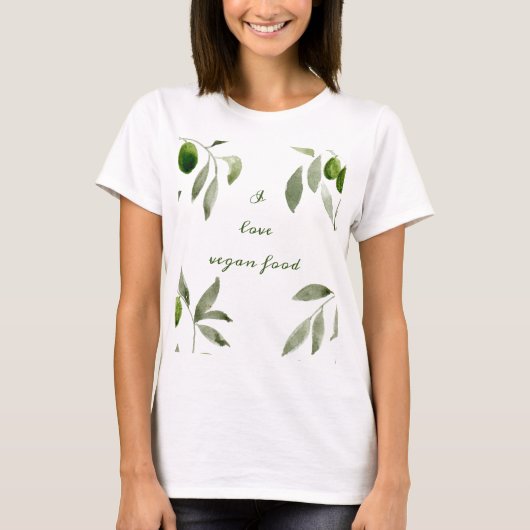 Women's t-shirt with olives and I love vegan food (Vorderseite)