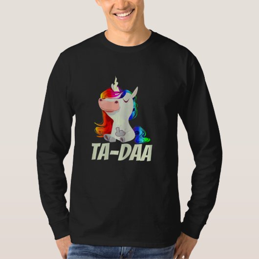 Womens TA DAA Middle Finger Rainbow Unicorn T-Shirt (Vorderseite)