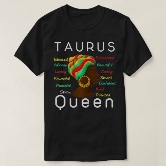 Womens Taurus Queen Afro Horoskop 20. Mai 2002 T-Shirt (Design vorne)
