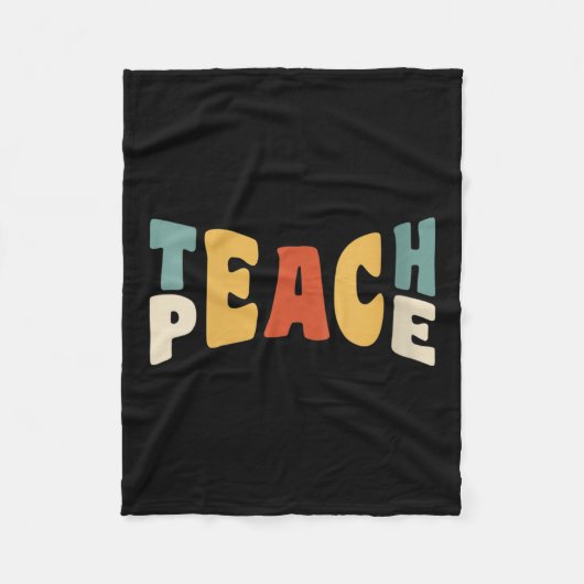 Womens Teach Peace Retro Teacher Motivational Educ Fleecedecke (Vorderseite)