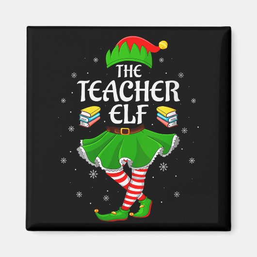 Womens Teacher Elf Christmas Family Girls Women El Magnet (Vorne)