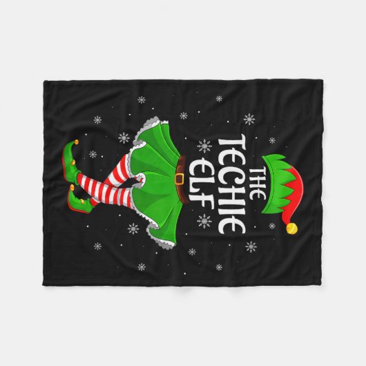 Womens Techie Elf Christmas Family Girls Women Elf Fleecedecke (Vorderseite (Horizontal))