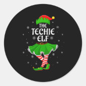Womens Techie Elf Christmas Family Girls Women Elf Runder Aufkleber (Vorderseite)