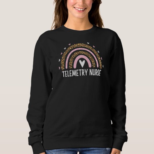 Womens Telemetry Nurse Nursing Leopard Regenbogenh Sweatshirt (Vorderseite)