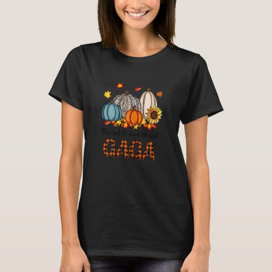 Womens Thankful Grateful Blessed Gaga Pumpkins Fal T-Shirt (Vorderseite)
