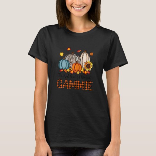 Womens Thankful Grateful Blessed Gammie Pumpkins F T-Shirt (Vorderseite)