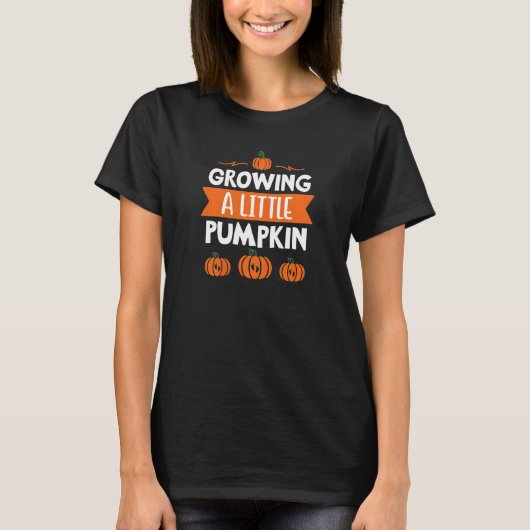 Womens Thanksgiving Pregnancy Announcement Growing T-Shirt (Vorderseite)