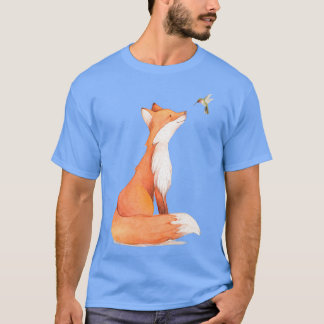 Womens The Cute Fo And Hummingbird Vintage Retro P T-Shirt