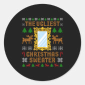 Womens The Ugliest Christmas Sweater With An Image Runder Aufkleber (Vorderseite)