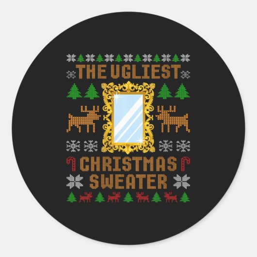 Womens The Ugliest Christmas Sweater With An Image Runder Aufkleber (Vorderseite)