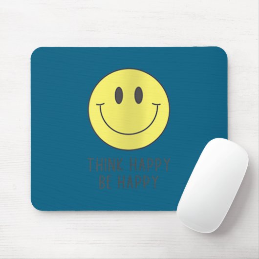 Womens Think Happy Be Happy Smile Face Motivationa Mousepad (Mit Mouse)