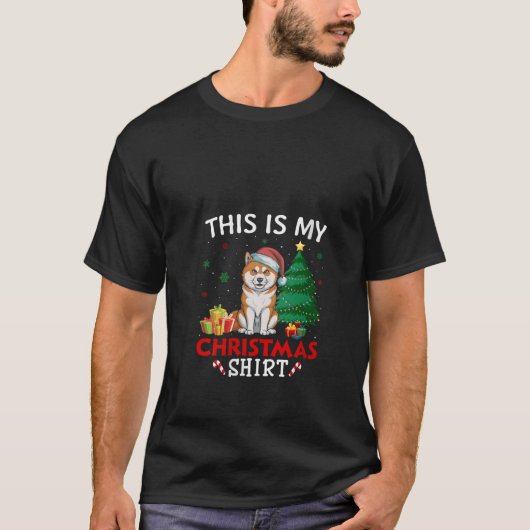 Womens This is My Akita Inu Dog Santa Hat Christma T-Shirt (Vorderseite)
