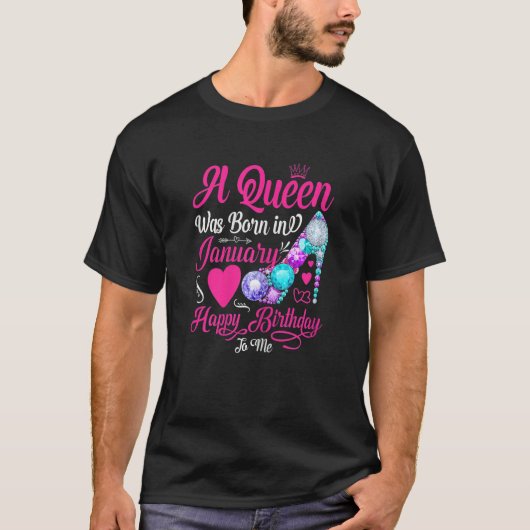 Womens This Queen was Born In January Happy Brithd T-Shirt (Vorderseite)