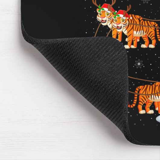 Womens Tiger Santa Sleigh Flying Funny Magical Chr Mousepad (Ecke)