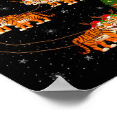 Womens Tiger Santa Sleigh Flying Funny Magical Chr Poster (Ecke)