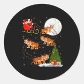 Womens Tiger Santa Sleigh Flying Funny Magical Chr Runder Aufkleber (Vorderseite)