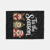 Womens Tis The Season Hedgehog Christmas Santa V-n Fleecedecke (Vorderseite (Horizontal))