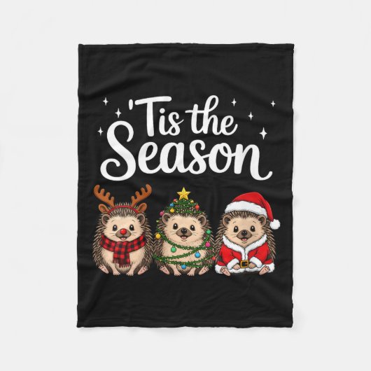 Womens Tis The Season Hedgehog Christmas Santa V-n Fleecedecke (Vorderseite)